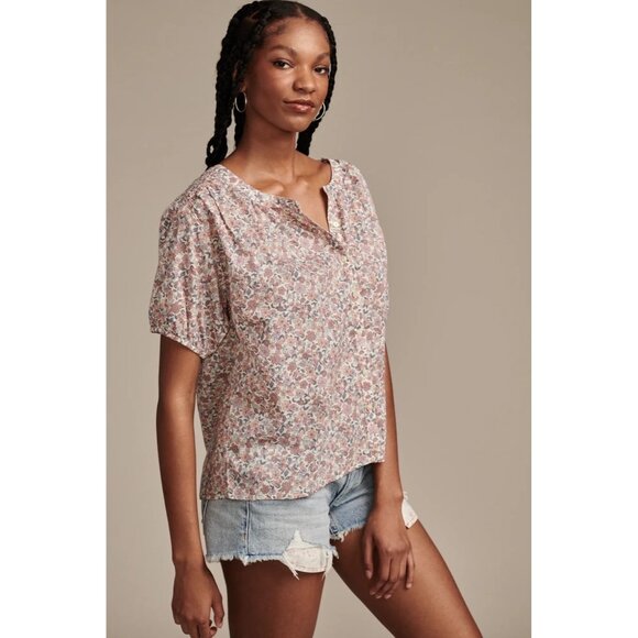 Lucky Brand Womens Printed Cotton Top Smocked blouse Pink Size XXL MSRP $80 - Picture 4 of 5